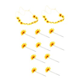 Baluue 2pcs Sunflower Floral Headband and Hair Clip Stylish Accessories for Women Girls for Festivals Weddings and Parties