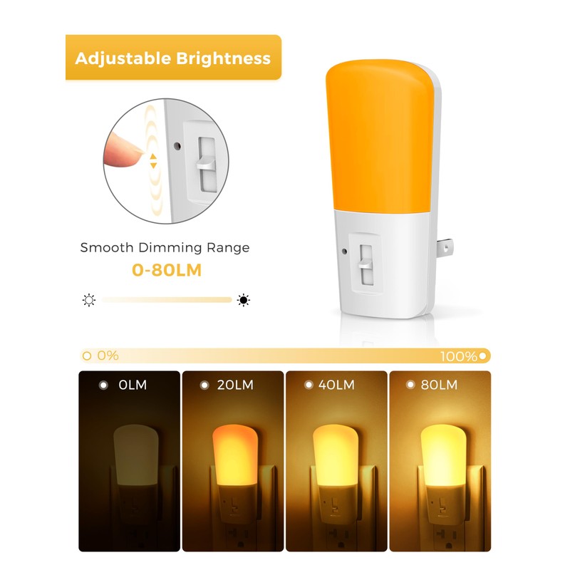 LOHAS Amber Night Light, Dimmable Plug in Yellow Night Light
