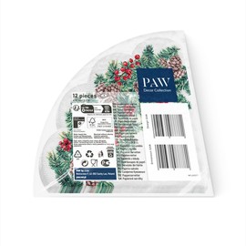 PAW - Napkins 3-ply (32 cm diameter) I Pack of 12 I Perfect for Christmas, Winter, Holidays I Christmas Eve Winter Time Table Decoration I Round Silk Napkins - Winter Branches I Winter Branches
