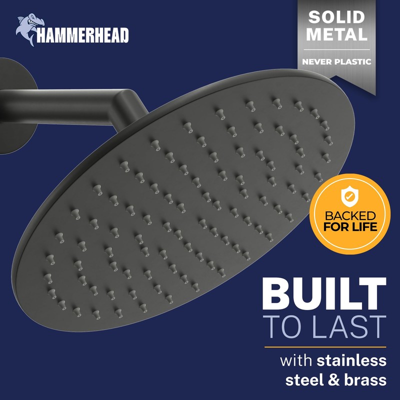 HammerHead Showers® Solid Metal 8 Inch Rainfall Shower Head –