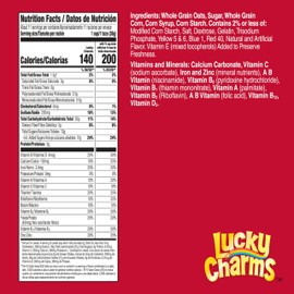 Lucky Charms Gluten Free Cereal with Marshmallows, Kids Breakfast Cereal, Made with Whole Grain, Large Size, 14.9 oz