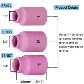 EATBALE 10 Pieces Wig Welding Torch Kit for WP-17/18/26#8# 10# 12 Aluminium Oxide Nozzle Consumables Kit Accessories for WP-17/18/26 TIG Welding Torch