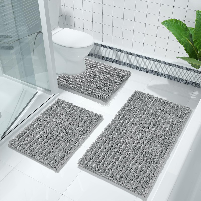 Yimobra Chenille Non-Slip Bath Mat, Soft Bath Mat, Machine Washable,