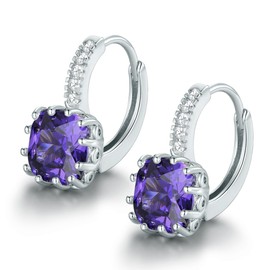 MASOP Women's 925 Sterling Silver Square Cut, Crystal