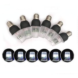 6Pcs Strobe LED Bar KTV 4W E26 E27 White light source Stroboscopic Outdoor Flashing Stars Christmas Decor Fairy Garlands String Bulbs Replacement (White lights)