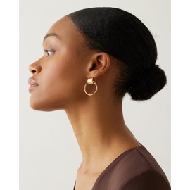 JENNY BIRD Faye Knocker Hoop Earrings | High Polish Gold, Cylinder Backing | Sleek, Chunky Designer Jewelry for Women