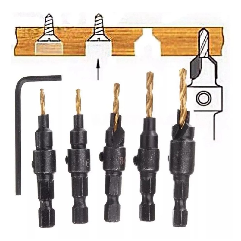 L&T Kit De Broca Avellanadora Madera Vastago Carpintero Tornillo