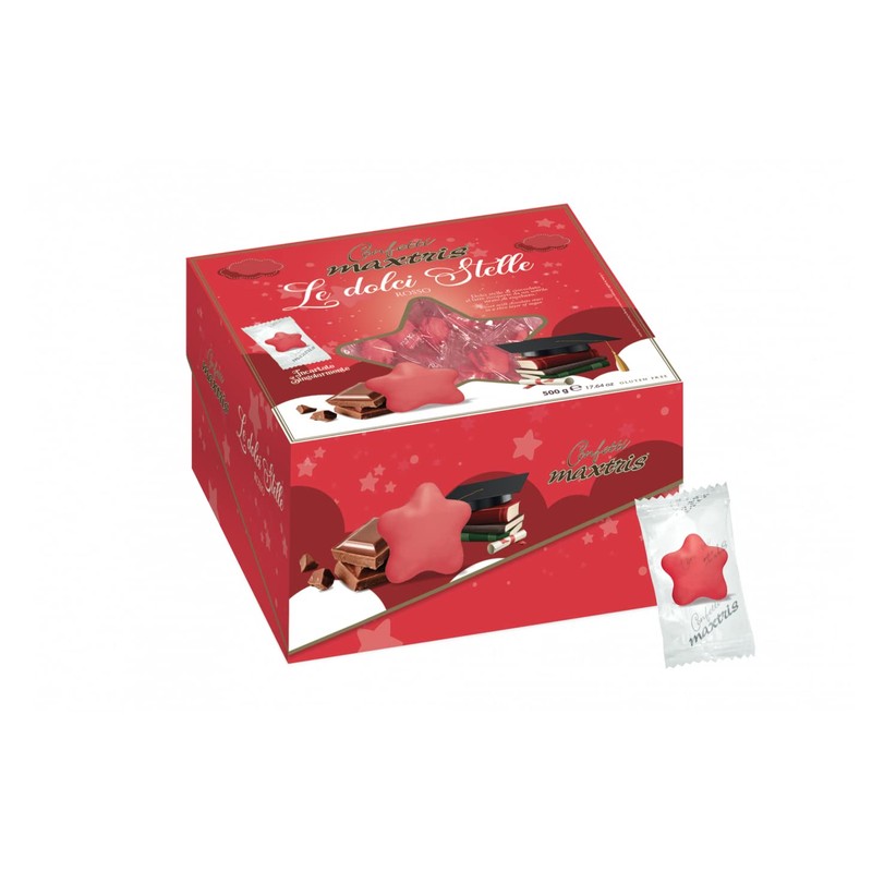 CONFETTI MAXTRIS Vassoio 500 gr LE DOLCI STELLE ROSSO incartate
