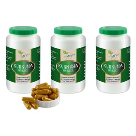 VITAIDEAL Vegan® Turmeric Root (Curcuma) 3 x 360 Vegetable Capsules Each 600 mg Pure Natural Without Additives