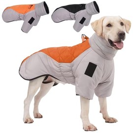 Abrigo de Perro,Chaleco de Perro con arnés Incorporado, Dos piernas Perro Abrigo de Invierno,Tiempo frío Chaquetas Impermeables a Prueba de Viento Abrigos de Perro 3XL Naranja