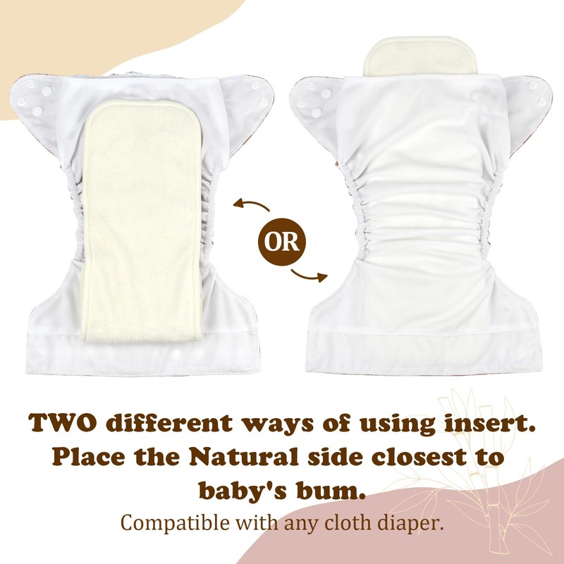 Mama Koala 6-Layer Natural Cotton Cloth Diaper Inserts, Adjustable and