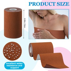 Aurelema 2 Rolls Trans FTM Binder Tape for Chest Binding Adhesive Trans Chest Tape Flat Invisible Tape for Breast Boob Body Shaping(4 Inch X 13 ft,Brown)