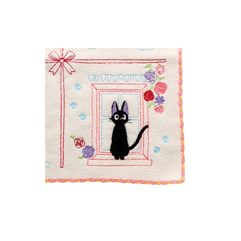 丸眞 ハンドタオル ジブリ 魔女の宅急便 ジジ 25×25cm 窓辺でのんびり 全面刺繍 1005024700