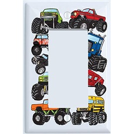Monster Truck Light Switch Plates Covers Single Rocker GFCI Monster Truck Wall Decor (Monster Truck Single Rocker)