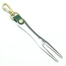 Green Fork with Nascan (Green), Golf Fork, Stainless Steel, Genuine Leather Belt, Convenient to Carry, Golf Supplies, Golf Accessories, Present, Gift, Father's Day, Respect for the Aged Day