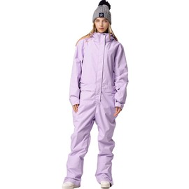 Women's Ski Suit One Piece Snowsuits Winter Jumpsuits Snowboard Suits Waterproof Ski Jacket and Pants Outdoor Overalls(Purple L)