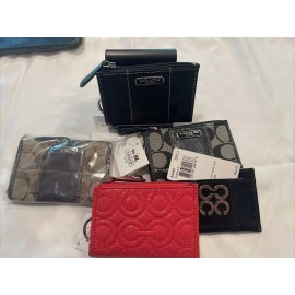 Coach Mini Skinny. ID Wallet With Keychain. Signature And Leather. NWT. Variety