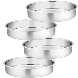 P&P CHEF Cake Pan Set of 4, Stainless Steel Baking Round Cake Pans Tins Bakeware for Birthday Wedding, Leak-proof & Easy Clean, Mirror Finish & Easy Releasing, 11 Inch