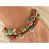 Boho Gipsy White Jade Multi Row Bracelet Tinted Brown Orange
