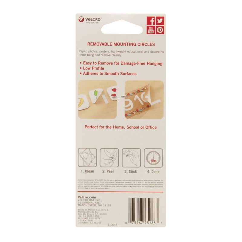 VELCRO Brand - Removable Mounting Circles - 3/8", 56 ct