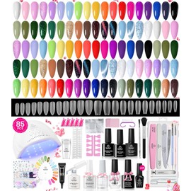 beetles 85 Pcs Gel Nail Polish Kit with UV Light - 35 Colors Gel Polish Set Travel Diary All in One Manicure Kit with Nails Tips and Base Top Coat Soak Off Home DIY Salon Gifts for Women Teens Girls