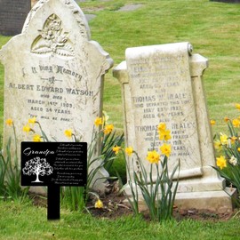 Cemetery Decorations for Grave Marker for Grandpa,Metal Cemetery Plaques for Grave Site Decor,Waterproof Memorial Plaques for Outdoors,with Cross Charm