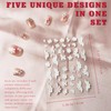 Embossed White Floral Nail Stickers Set – 5 Sheets Self-Adhesive