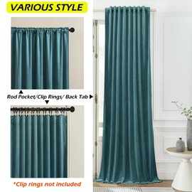 Timeper Slate Blue Velvet Curtains W52 x L84 inches 2 Panels,Pleat Back Tab Top Blackout Curtains for Bedroom Living Dining Room Thermal Insulated Luxury Soft Window Drapes