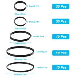 TYFYH 90Pcs Elastic Bands Heavy Duty 5 Sizes of Tactical Rubber Bands, Large Black Extra Wide Rubber Bands, Trash Can Band, Stationary Stretchable Bands for Home School Office