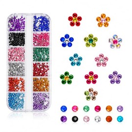 Diamantes de Imitación de Cristal para Uñas, 12 Colores, Piedras Planas Brillantes, Decoración Versátil para Uñas, Zapatos y Bolsas