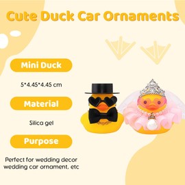 Yamobi 2 Pieces Squeaky Duck Wedding Bride and Groom Squeaky Duck Mini Couple Duck for Ceremony Gift Souvenir Marriage Blessing Elegant Heartwarming Gift