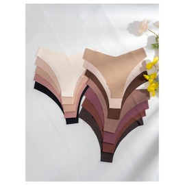 OYOANGLE Women's 12 Pack Seamless Briefs Panties Set Low Rise No Show Panty Soft Comfort Underwear Multicolor Large