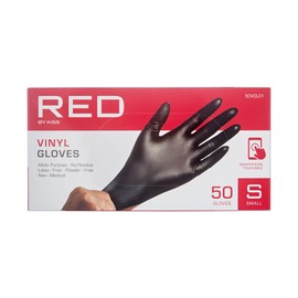 Red by Kiss Black Vinyl Gloves, Smartphone Touchable Gloves Multi-functional Latex Free Powder Free Gloves (Small)