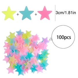 Pegatinas de Pared de Estrellas 3D Que Brillan en la Oscuridad, 100 Uds Luminoso Pegatinas Pegatina de Pared de plástico Fluorescente lnosa para niños, habitación de bebé,dortorio,Techo,decoración del