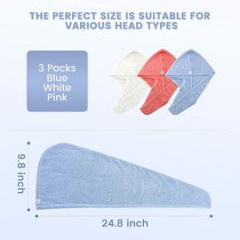 LESHP Microfiber Hair Towel Wraps All Hair Types Lengths 3 pack Quick Dry Soft NEW