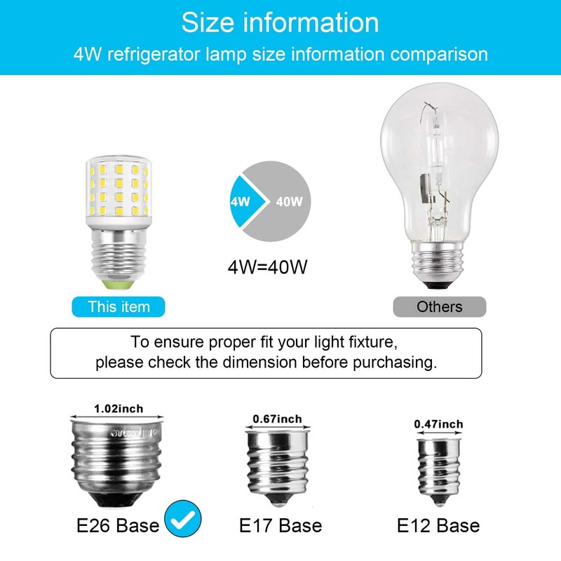 LED Refrigerator Light Bulb, 4W Replacement AC100-265V 3.5W Refrigerator Bulbs,