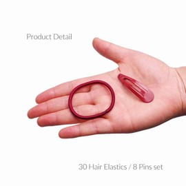 Basic Sense 38pcs School Hair Set: Snap Clips & Elastics for Girls – Durable, Comfy, Uniform Matching, Burgundy