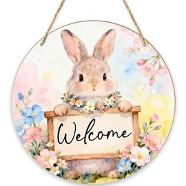 Easter Decorations for Home, Happy Easter Decor Wreath for Party Porch Welcome Sign for Front Door Bunny Egg Flower Spring Wall Decor Ornaments Outdoor Indoor Party Decoration -13