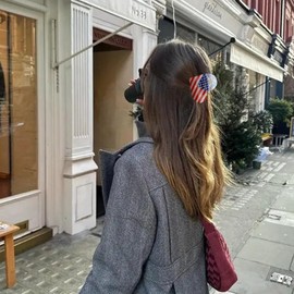 FRUZJAY 4th of July Hair Claw Clips American Flag Hair Clips Heart Shape Acrylic Hair Catch Clamps Independence Day Hair Accessories Patriotic Hair Barrettes Cute Hairpin Strong Hold Styling Jaw Clip