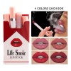 4 Colors 0.8g Matte Lipstick Set Long Lasting Velvet Finish