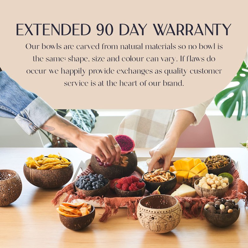 COCOBOWLCO Coconut Bowl Set with Wooden Spoons – Eco-Friendly Acai