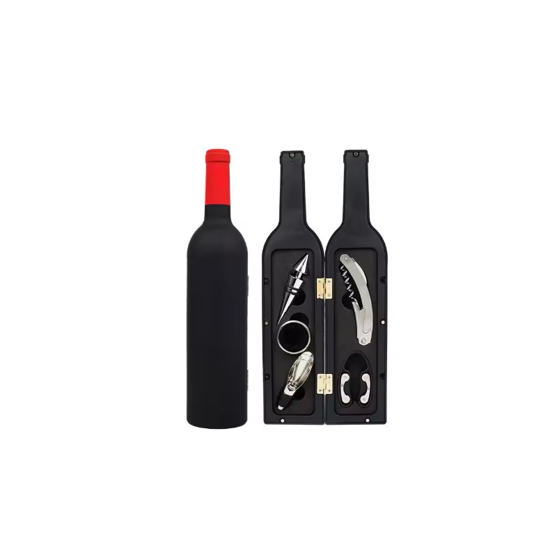 Wine Opener Set with Bottle-Shaped Holder – Corkscrew & Stopper