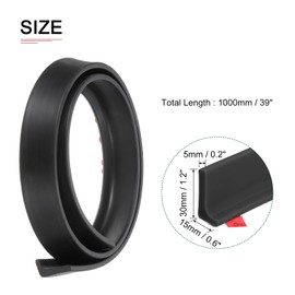 DTGN 39"x0.6"x1.2" (LxWxH) Collapsible Shower Barrier Stopper - 1 Pack - Good for Bathroom Kitchen - L Shape Water Splash Guard Blocker - Black