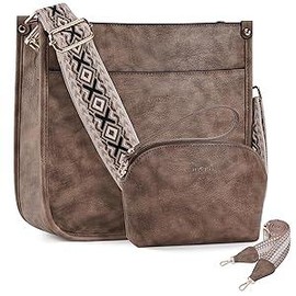 HKCLUF 4055 Women's Fashionable Crossbody Bag Purse For Women Leather Handbag Wallet Set Waterproof Women Crossbody Bag With 2count Adjustable Guitar Strap Perfect:_xbrown