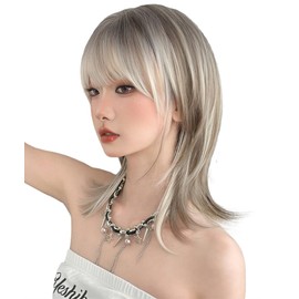 FORCUTEU Women's Wig, Wolf, Black, Medium, Full Wig, Natural, Small Face, Harajuku Image, Layer, Women's Wig, Everyday Use, Heat Resistant, Breathable, Lightweight, Net, Unisex, Length 16.5 inches (42