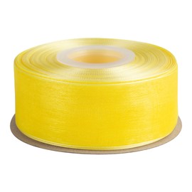 Cinta de organza transparente de 1-1/2 pulgadas, cinta de gasa brillante de limón para manualidades, decoración de fiesta de boda, envoltura de regalos, ramos de novia (50 yardas)