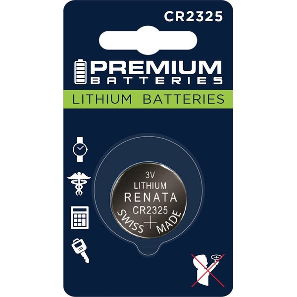 Premium Renata CR2325 Lithium 3V Coin Cell - Swiss Engineered High Capacity Batteries (6 Pack)