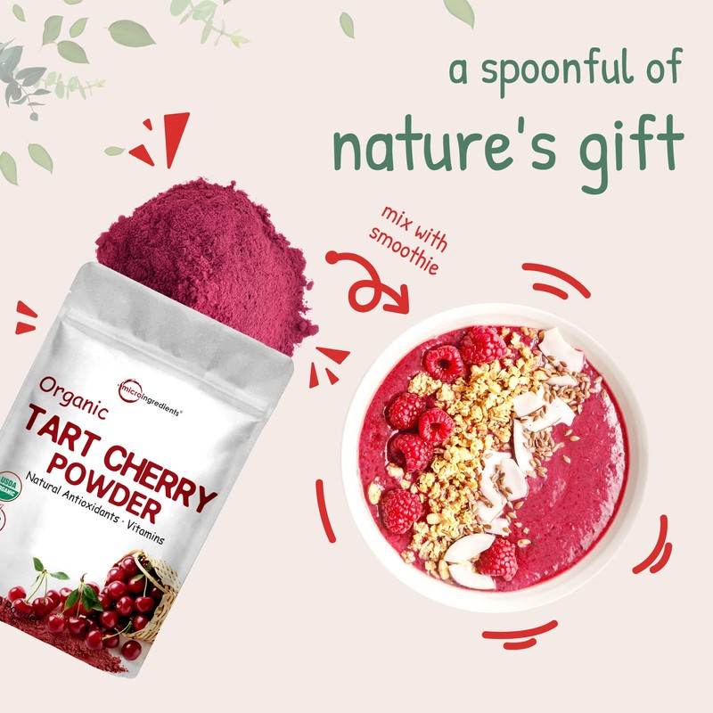 Organic Tart Cherry powder, 4oz | 100% Natural Fruit Powder