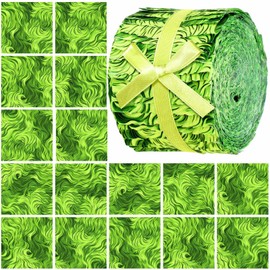 Ganeen 100 Pcs Christmas Lime Green Fur Quilting Fabric Roll 2. 56 Inch Fabric Squares Jelly Patchwork Precut Strips Bundles for Holiday Materials Craft DIY Sewing Cloths