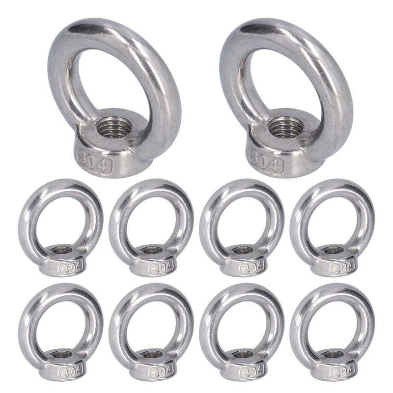 10Pcs Lifting Eye Nut Stainless, Bolts Eye Bolts Steel Ring